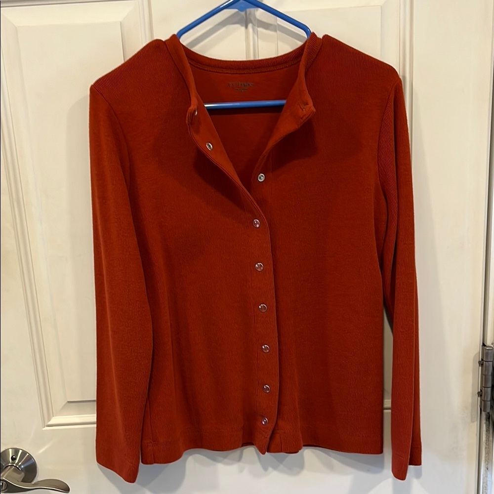 Women's Orange Button-Up Cardigan